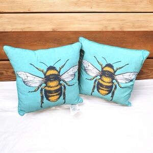 Bee Design Teal Throw Pillows